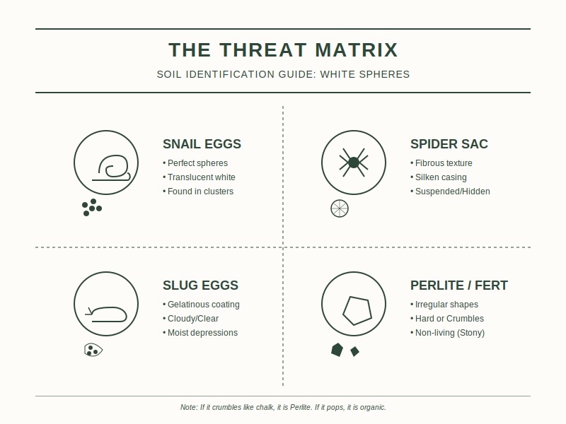 Identifying White Particles in Houseplant Soil 3 Identification of Snail, Slug, and Spider Eggs