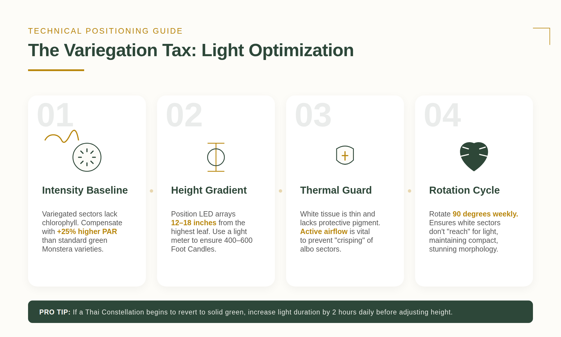 Grow Light Distance Requirements for Indoor Plants 5 The Variegation Tax: Positioning for Thai Constellation and Albo Varieties