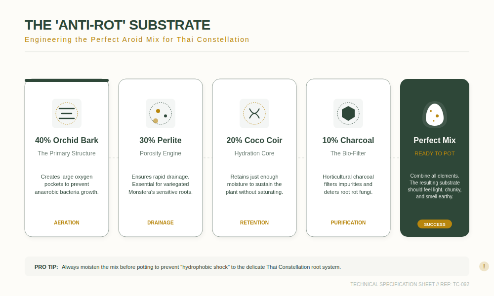 Thai Constellation Monstera: Care and Maintenance Guide 6 The 'Anti-Rot' Substrate: Engineering the Perfect Aroid Mix