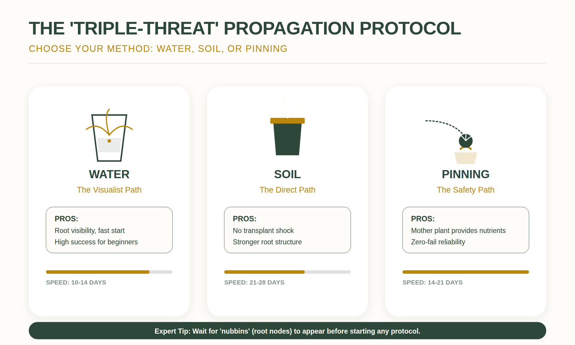 The 'Triple-Threat' Propagation Protocol: Water, Soil, or Pinning?